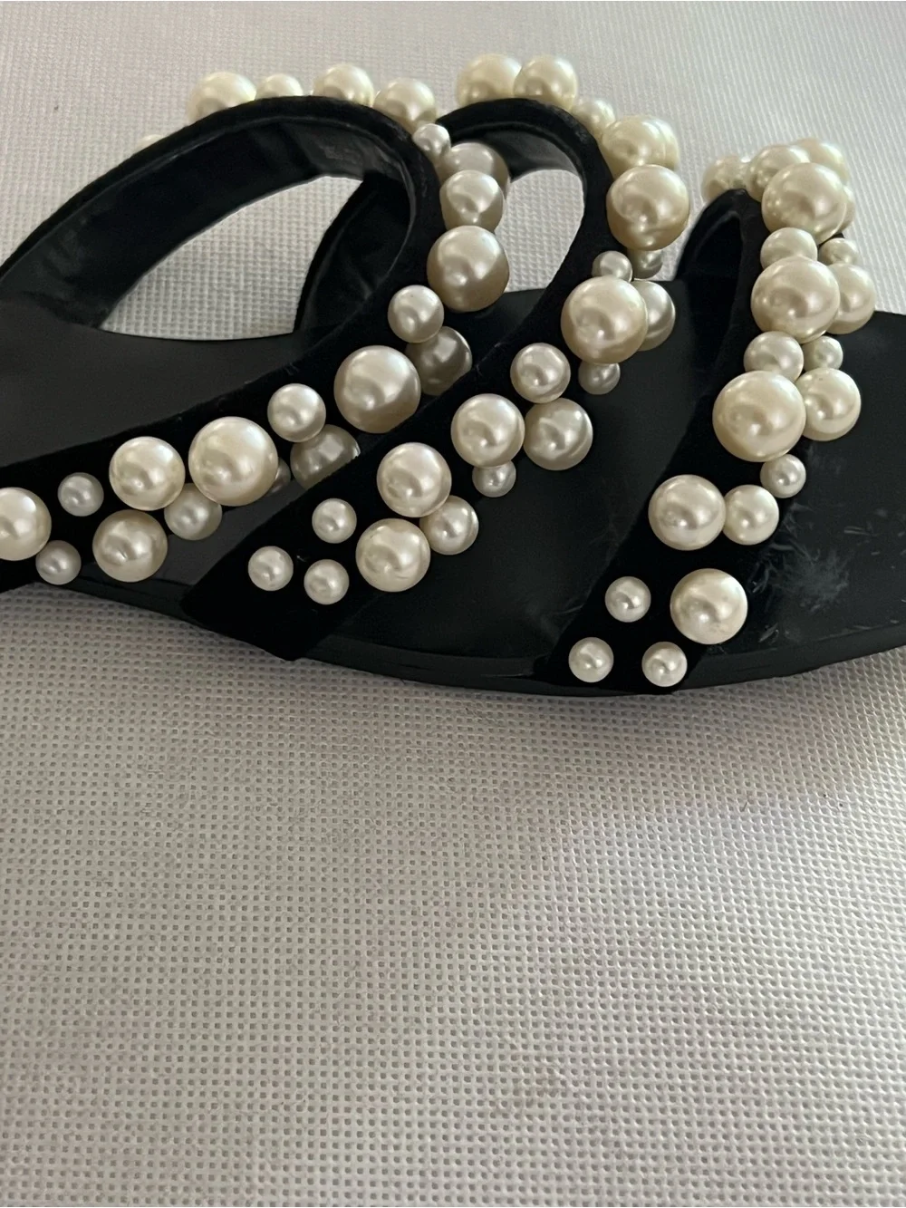 Zara Black Pearl-Embellished Slide Sandals - Picture 4 of 12